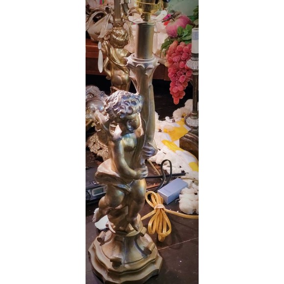 Beaux Arts Regency Cast Vintage Cherub Table Lamp - Picture 1 of 7